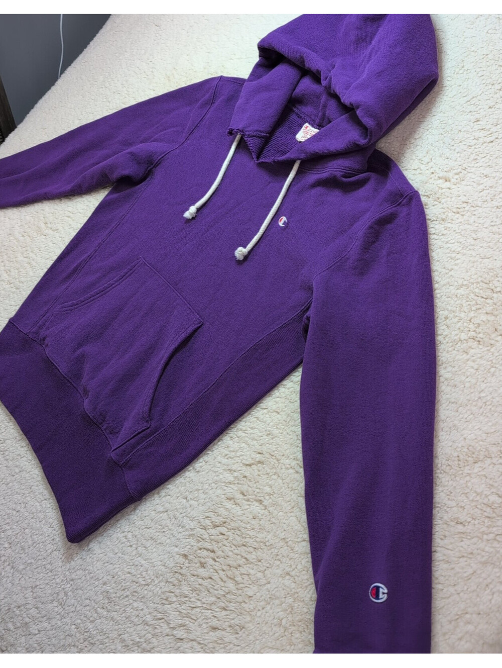 Y2K Champion Reverse Weave Hoodie Men’s Medium Purple Warm-Up Rochester NY - VTG